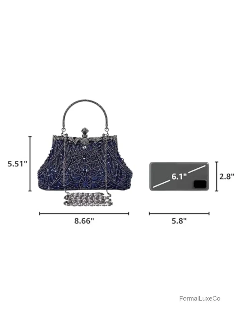 Vintage Beaded Clutch Evening Bag Formal Wedding Purse